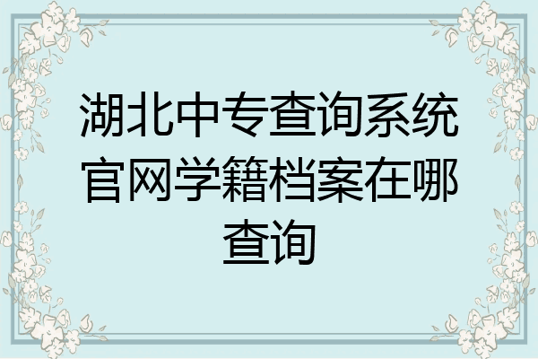 湖北中专查询系统官网学籍档案在哪查询