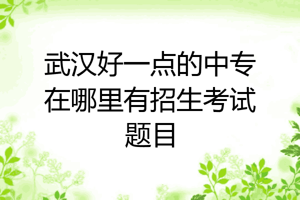 武汉好一点的中专在哪里有招生考试题目