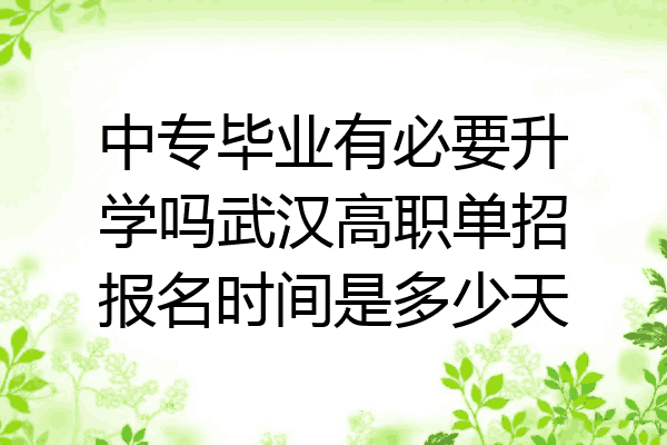 中专毕业有必要升学吗武汉高职单招报名时间是多少天