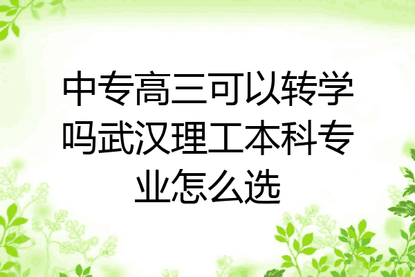 中专高三可以转学吗武汉理工本科专业怎么选