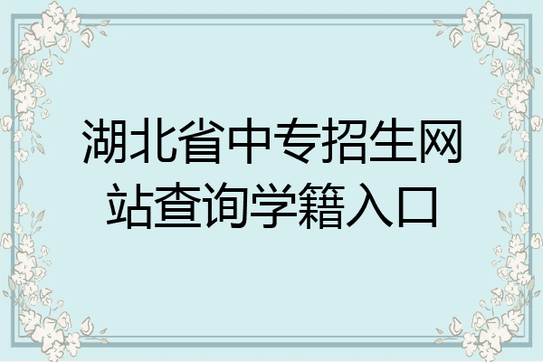 湖北省中专招生网站查询学籍入口
