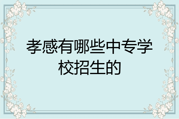 孝感有哪些中专学校招生的