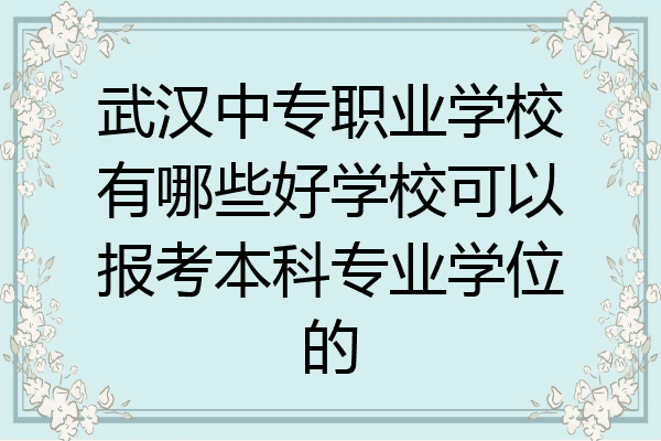 武汉中专职业学校有哪些好学校可以报考本科专业学位的