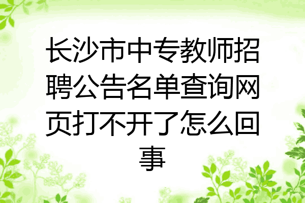 长沙市中专教师招聘公告名单查询网页打不开了怎么回事