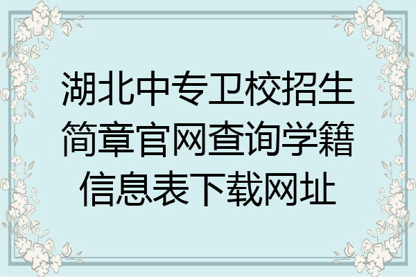 湖北中专卫校招生简章官网查询学籍信息表下载网址