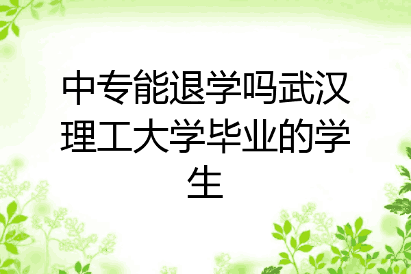 中专能退学吗武汉理工大学毕业的学生