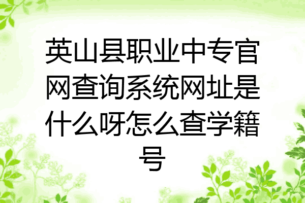英山县职业中专官网查询系统网址是什么呀怎么查学籍号