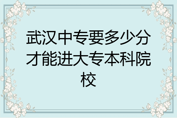 武汉中专要多少分才能进大专本科院校