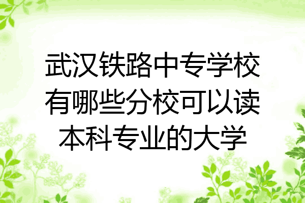 武汉铁路中专学校有哪些分校可以读本科专业的大学