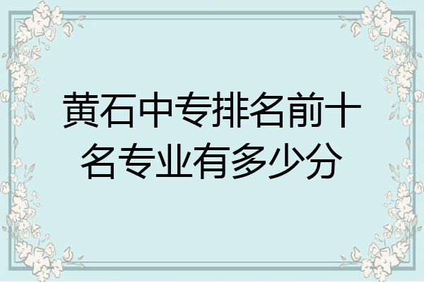黄石中专排名前十名专业有多少分