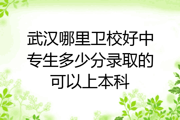 武汉哪里卫校好中专生多少分录取的可以上本科