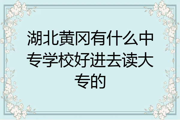 湖北黄冈有什么中专学校好进去读大专的