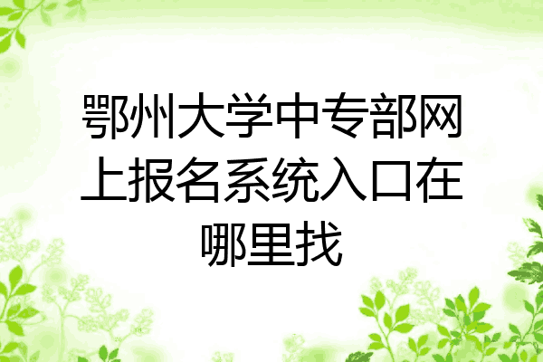 鄂州大学中专部网上报名系统入口在哪里找