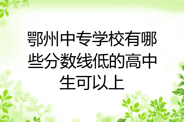 鄂州中专学校有哪些分数线低的高中生可以上