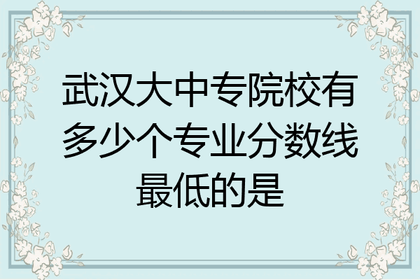 武汉大中专院校有多少个专业分数线最低的是