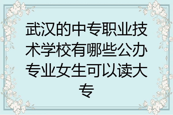 武汉的中专职业技术学校有哪些公办专业女生可以读大专
