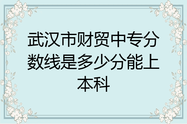 武汉市财贸中专分数线是多少分能上本科
