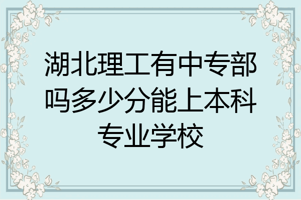 湖北理工有中专部吗多少分能上本科专业学校