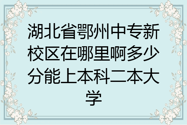 湖北省鄂州中专新校区在哪里啊多少分能上本科二本大学