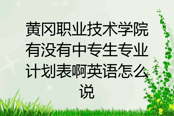 黄冈职业技术学院有没有中专生专业计划表啊英语怎么说