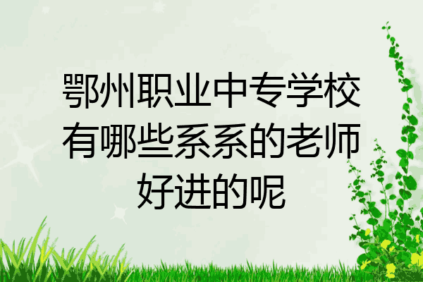 鄂州职业中专学校有哪些系系的老师好进的呢