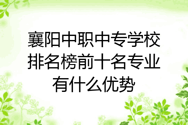襄阳中职中专学校排名榜前十名专业有什么优势