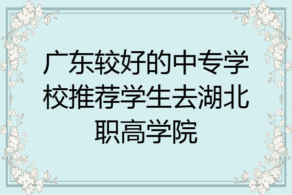广东较好的中专学校推荐学生去湖北职高学院