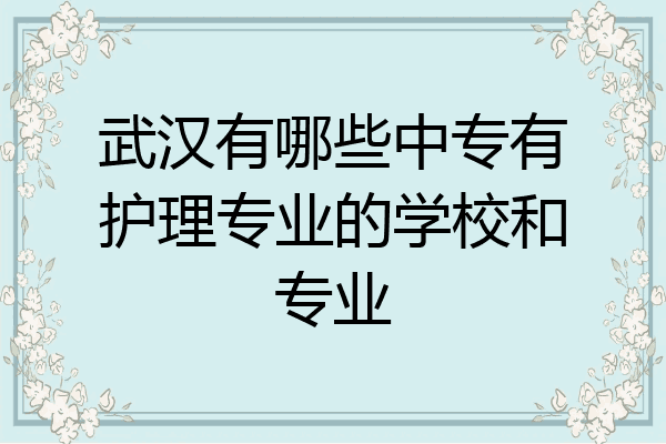 武汉有哪些中专有护理专业的学校和专业