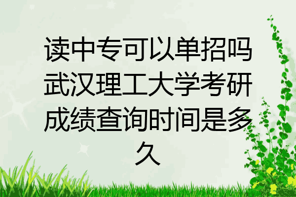 读中专可以单招吗武汉理工大学考研成绩查询时间是多久
