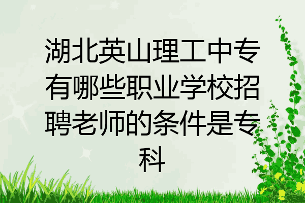 湖北英山理工中专有哪些职业学校招聘老师的条件是专科