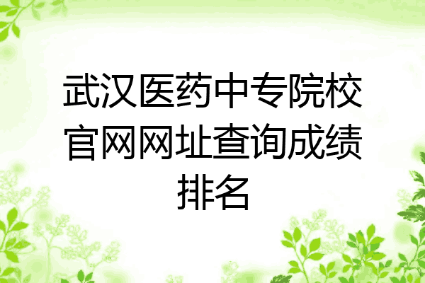 武汉医药中专院校官网网址查询成绩排名
