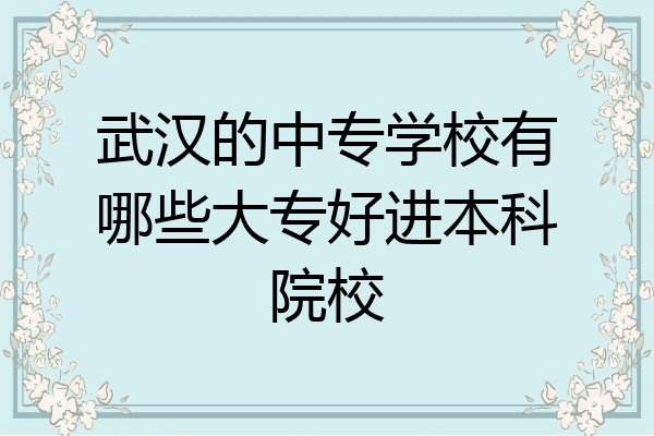 武汉的中专学校有哪些大专好进本科院校
