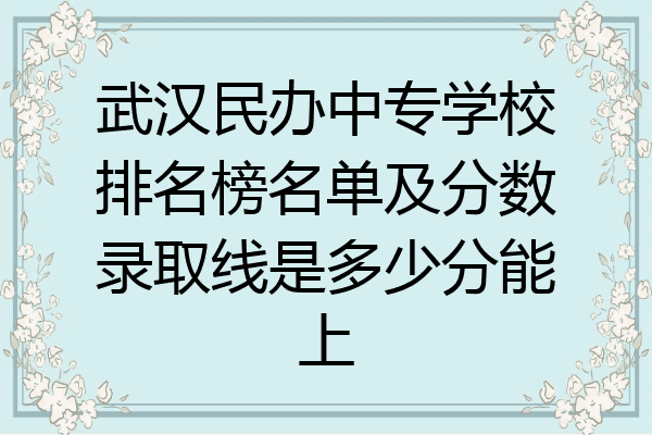 武汉民办中专学校排名榜名单及分数录取线是多少分能上