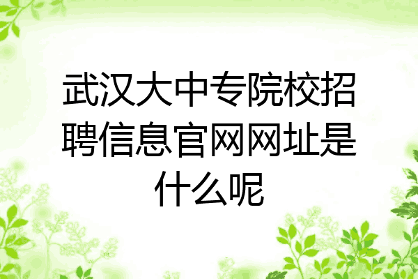武汉大中专院校招聘信息官网网址是什么呢