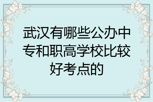 武汉有哪些公办中专和职高学校比较好考点的