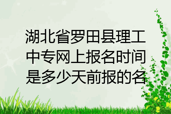 湖北省罗田县理工中专网上报名时间是多少天前报的名