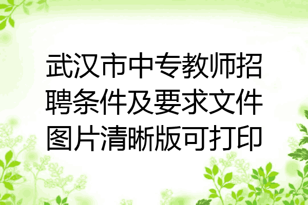 武汉市中专教师招聘条件及要求文件图片清晰版可打印