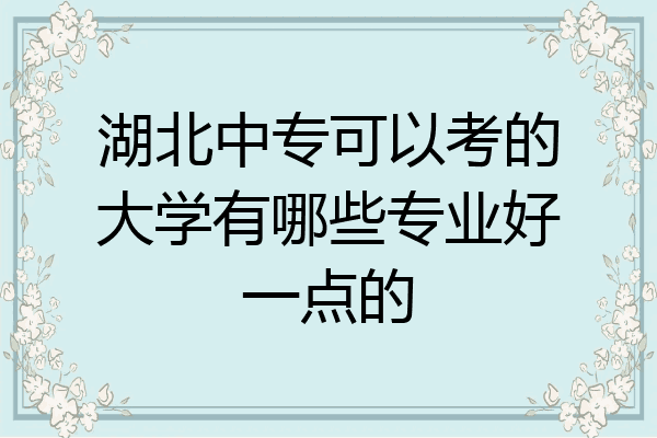 湖北中专可以考的大学有哪些专业好一点的