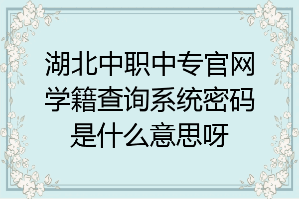 湖北中职中专官网学籍查询系统密码是什么意思呀