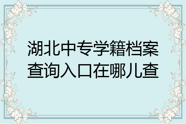湖北中专学籍档案查询入口在哪儿查
