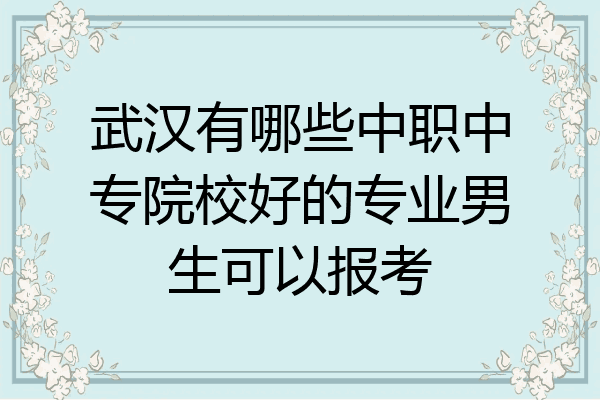 武汉有哪些中职中专院校好的专业男生可以报考
