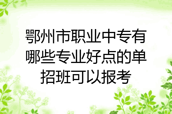 鄂州市职业中专有哪些专业好点的单招班可以报考