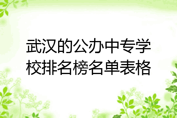 武汉的公办中专学校排名榜名单表格