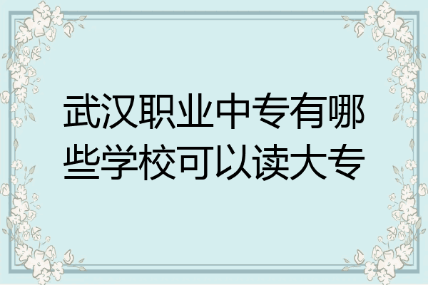 武汉职业中专有哪些学校可以读大专