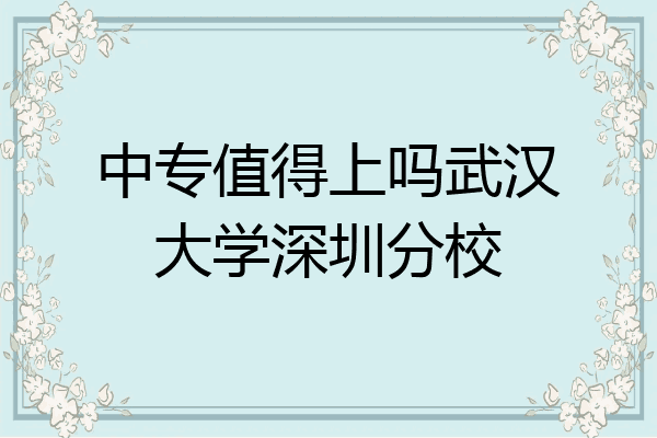 中专值得上吗武汉大学深圳分校