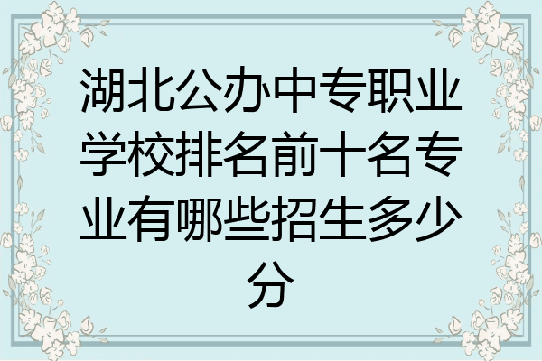 湖北公办中专职业学校排名前十名专业有哪些招生多少分