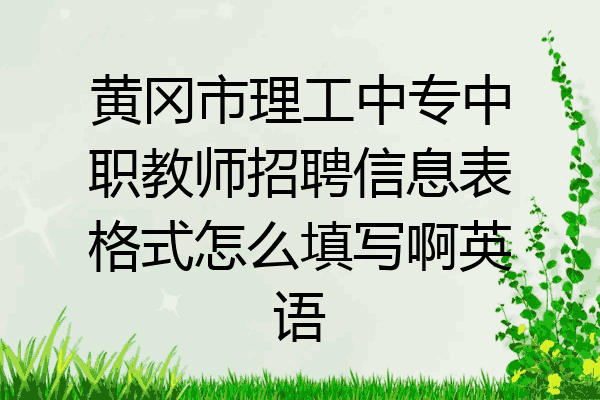 黄冈市理工中专中职教师招聘信息表格式怎么填写啊英语
