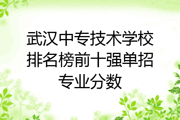 武汉中专技术学校排名榜前十强单招专业分数