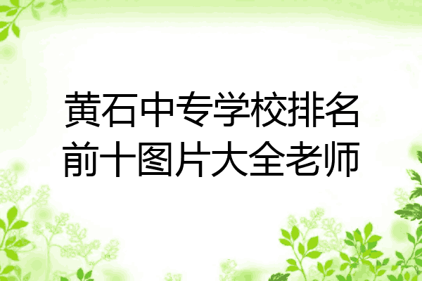 黄石中专学校排名前十图片大全老师
