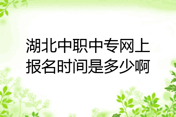 湖北中职中专网上报名时间是多少啊